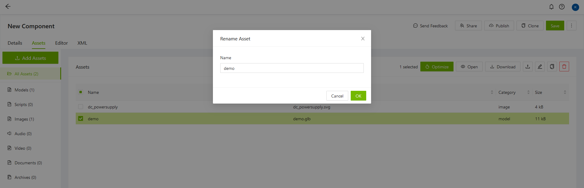 Replace modal